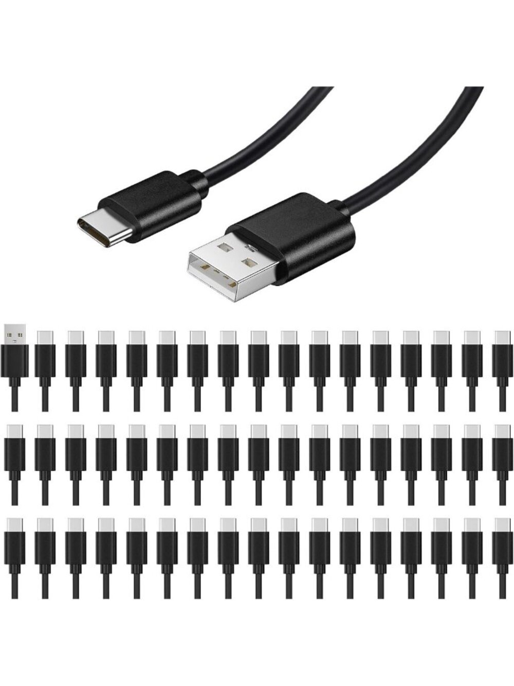 50-Pack USB C Charger Cable - Multipack USB to Type-C Bulk Charging Cords
